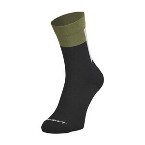 SCOTT Cyklistické ponožky klasické - BLOCK STRIPE CREW - zelená/čierna 42-44