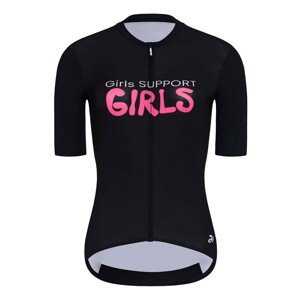 HOLOKOLO Cyklistický dres s krátkym rukávom - SUPPORT ELITE LADY - ružová/biela/čierna 2XL