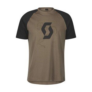 SCOTT Cyklistické tričko s krátkym rukávom - ICON RAGLAN SS - hnedá/čierna XL