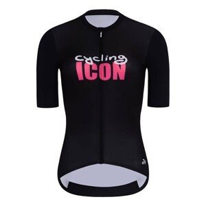 HOLOKOLO Cyklistický dres s krátkym rukávom - ICON ELITE LADY - biela/čierna/ružová 2XL