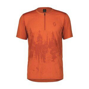 SCOTT Cyklistický dres s krátkym rukávom - TRAIL FLOW ZIP SS - oranžová XL