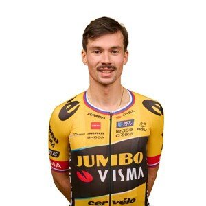 AGU Cyklistický dres s krátkym rukávom - JUMBO-VISMA 2023 PRIMOZ ROGLIC - čierna/žltá