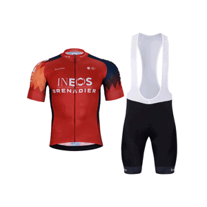 BONAVELO Cyklistický krátky dres a krátke nohavice - INEOS GRENADIERS '23 - čierna/červená