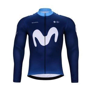 BONAVELO Cyklistický dres s dlhým rukávom zimný - MOVISTAR 2023 WINTER - biela/modrá