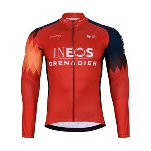 BONAVELO Cyklistický dres s dlhým rukávom zimný - INEOS 2023 WINTER - modrá/červená