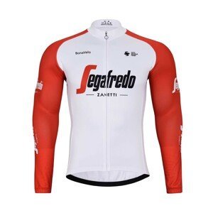 BONAVELO Cyklistický dres s dlhým rukávom zimný - TREK 2023 WINTER - červená/modrá/biela S