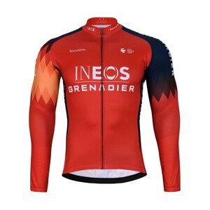 BONAVELO Cyklistický dres s dlhým rukávom zimný - INEOS 2023 WINTER - modrá/červená XS