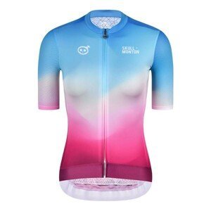 MONTON Cyklistický dres s krátkym rukávom - SKULL NORTHERNLIGHTS LADY - modrá/ružová/bordová M