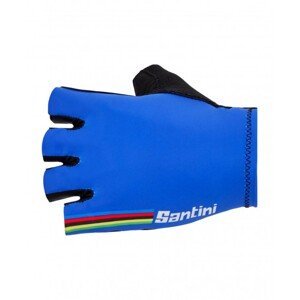 SANTINI Cyklistické rukavice krátkoprsté - UCI RAINBOW - dúhová/modrá S