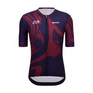 SANTINI Cyklistický dres s krátkym rukávom - TOUR DE FRANCE 2023 - modrá/bordová 3XL