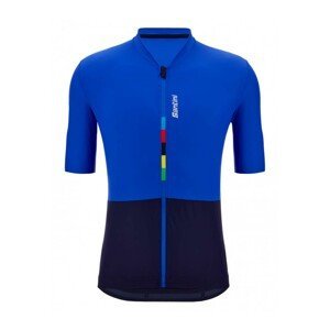 SANTINI Cyklistický dres s krátkym rukávom - UCI RIGA - čierna/modrá 2XL