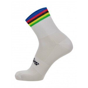 SANTINI Cyklistické ponožky klasické - UCI RAINBOW - dúhová/biela M