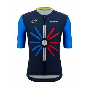 SANTINI Cyklistický dres s krátkym rukávom - TOUR DE FRANCE 2023 - modrá XL