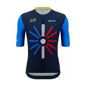 SANTINI Cyklistický dres s krátkym rukávom - TOUR DE FRANCE 2023 - modrá 3XL