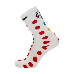 SANTINI Cyklistické ponožky klasické - TOUR DE FRANCE 2023 - biela/červená XS