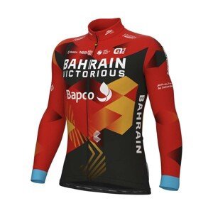 ALÉ Cyklistický dres s dlhým rukávom zimný - ALÉ BAHRAIN VICTORIO - červená/čierna/žltá/modrá L