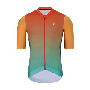 HOLOKOLO Cyklistický dres s krátkym rukávom - INFINITY - zelená/červená/oranžová XS