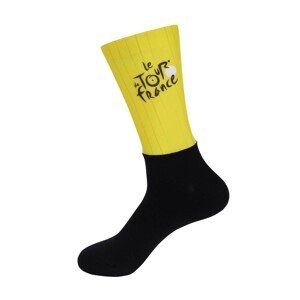 BONAVELO Cyklistické ponožky klasické - TOUR DE FRANCE 2023 - žltá/čierna L-XL