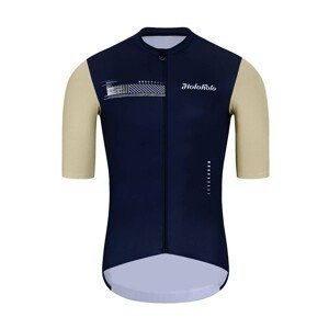 HOLOKOLO Cyklistický dres s krátkym rukávom - VIBES - ivory/modrá 3XL