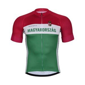 BONAVELO Cyklistický dres s krátkym rukávom - HUNGARY - biela/zelená/červená L