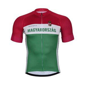 BONAVELO Cyklistický dres s krátkym rukávom - HUNGARY - červená/biela/zelená S