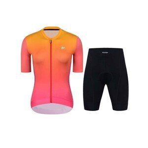 HOLOKOLO Cyklistický krátky dres a krátke nohavice - INFINITY LADY - čierna/ružová/oranžová