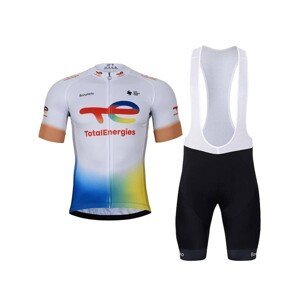 BONAVELO Cyklistický krátky dres a krátke nohavice - TOTAL ENERGIES 2023 - biela/modrá/čierna/žltá