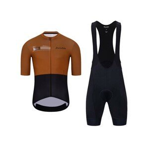 HOLOKOLO Cyklistický krátky dres a krátke nohavice - VIBES - hnedá/čierna