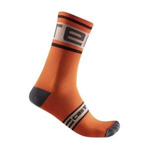 CASTELLI Cyklistické ponožky klasické - PROLOGO 15 - oranžová/červená 2XL