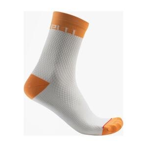 CASTELLI Cyklistické ponožky klasické - VELOCISSIMA 12 - biela/oranžová S-M