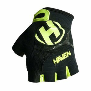 HAVEN Cyklistické rukavice krátkoprsté - DEMO KIDS - čierna/zelená 2 (6-7Y)
