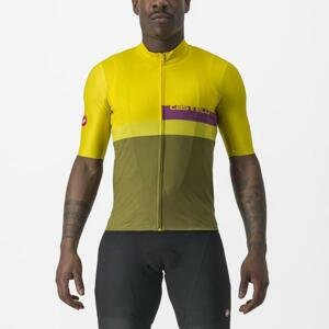 CASTELLI Cyklistický dres s krátkym rukávom - A BLOCCO - žltá/zelená/fialová L