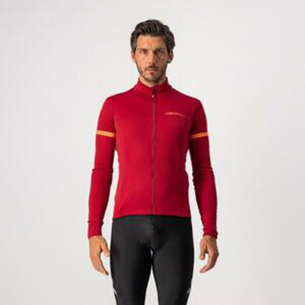 CASTELLI Cyklistický dres s dlhým rukávom zimný - FONDO - červená S