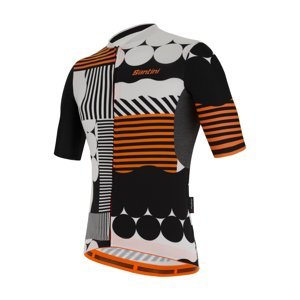 SANTINI Cyklistický dres s krátkym rukávom - DELTA OPTIC - biela/oranžová/čierna
