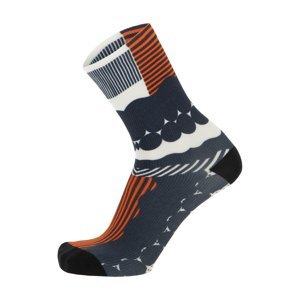 SANTINI Cyklistické ponožky klasické - OPTIC - oranžová/šedá/biela M