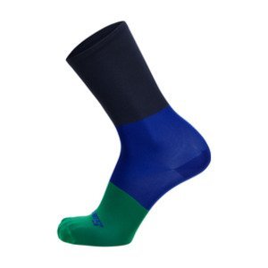 SANTINI Cyklistické ponožky klasické - BENGAL  - čierna/modrá/zelená XS