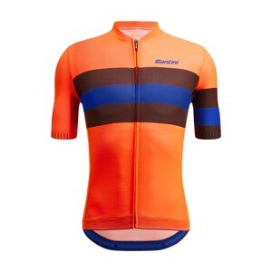 SANTINI Cyklistický dres s krátkym rukávom - SLEEK BENGAL  - oranžová/modrá