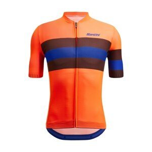 SANTINI Cyklistický dres s krátkym rukávom - SLEEK BENGAL  - oranžová/modrá M
