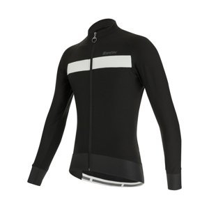 SANTINI Cyklistický dres s dlhým rukávom zimný - ADAPT WOOL - čierna/biela 2XL