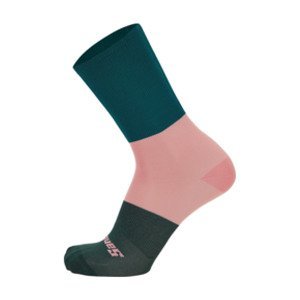 SANTINI Cyklistické ponožky klasické - BENGAL  - zelená/ružová/čierna M