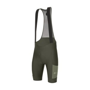 SANTINI Cyklistické nohavice krátke s trakmi - GRAVEL - zelená 2XL