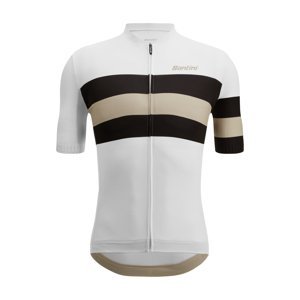 SANTINI Cyklistický dres s krátkym rukávom - SLEEK BENGAL  - biela/čierna/ivory 2XL