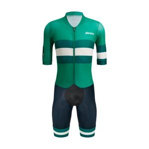 SANTINI Cyklistická kombinéza - VIPER BENGAL - modrá/zelená/biela XL