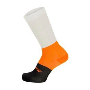 SANTINI Cyklistické ponožky klasické - BENGAL - oranžová/čierna/biela XS