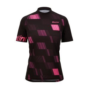 SANTINI Cyklistický dres s krátkym rukávom - FIBRA MTB - čierna/ružová L