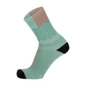SANTINI Cyklistické ponožky klasické - OPTIC - oranžová/svetlo modrá XL