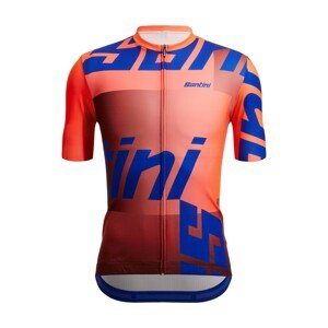 SANTINI Cyklistický dres s krátkym rukávom - KARMA LOGO  - oranžová/modrá S