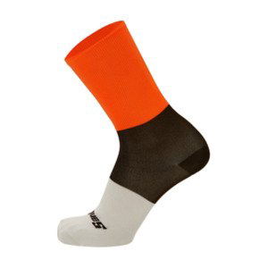 SANTINI Cyklistické ponožky klasické - BENGAL  - biela/oranžová/čierna XL