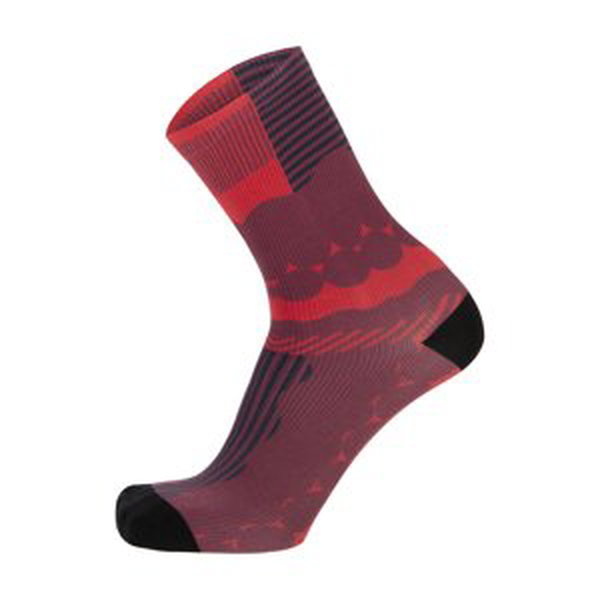 SANTINI Cyklistické ponožky klasické - OPTIC - červená/čierna XL