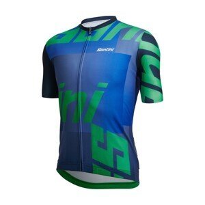 SANTINI Cyklistický dres s krátkym rukávom - KARMA LOGO  - modrá/zelená L